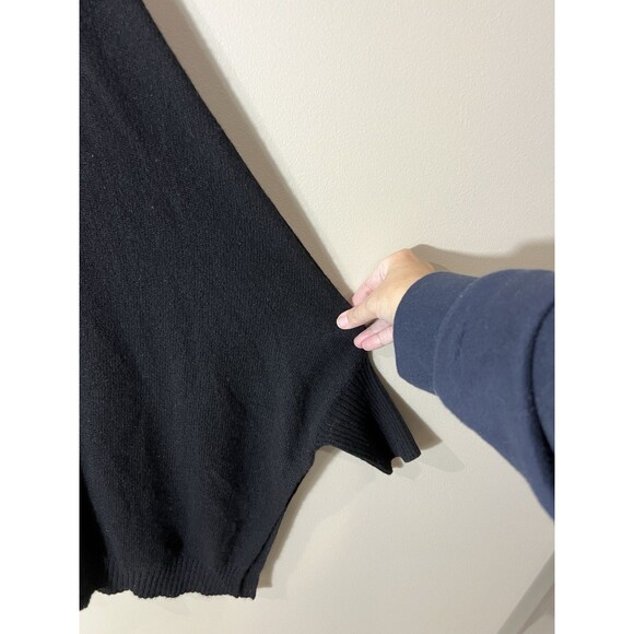 White + Warren Women Black Cashmere Cowl Neck Poncho Dolman Style Sweater M/L - Picture 6 of 11